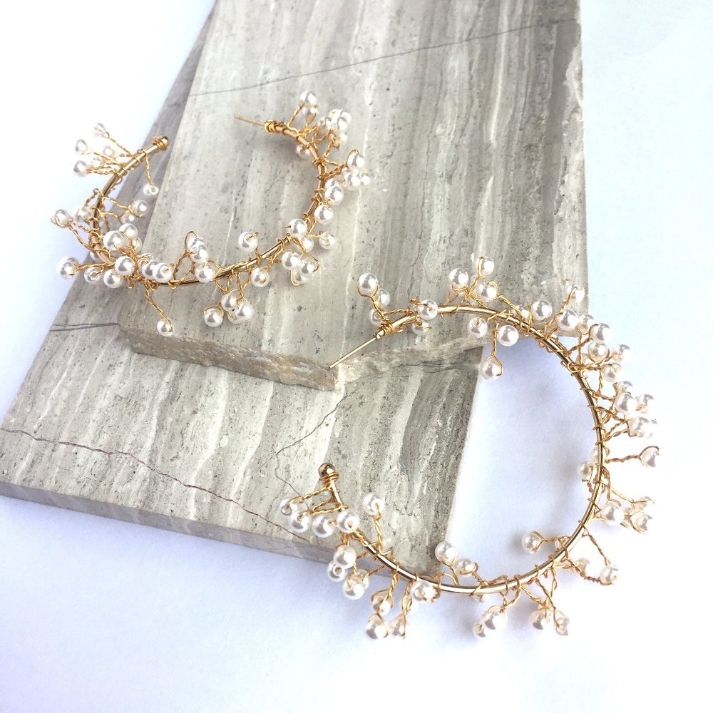 New ~ Anthropologie Lynsey Beaded Hoop Earrings